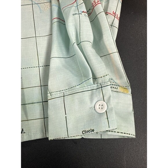 Miss Look Linen Button Down World Map Long Sleeve Blouse Women's Size Medium - Picture 7 of 11